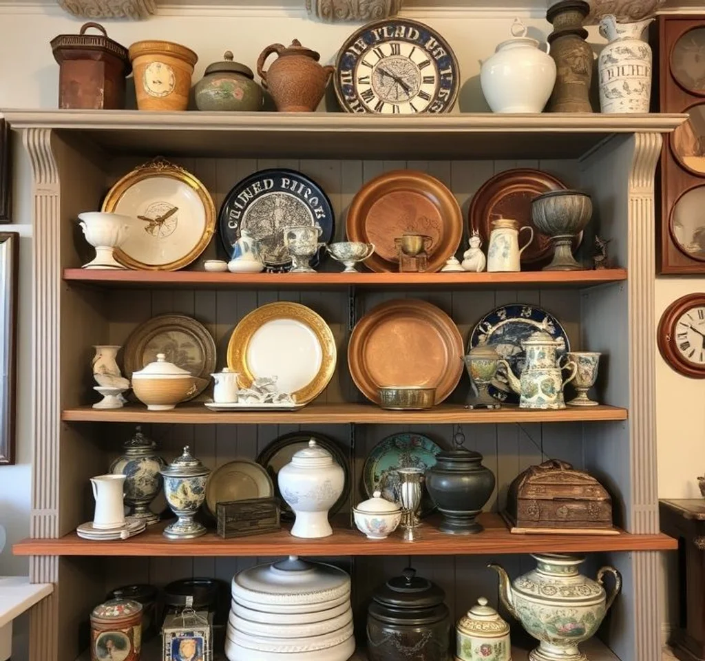영어 a shelf full of antiques